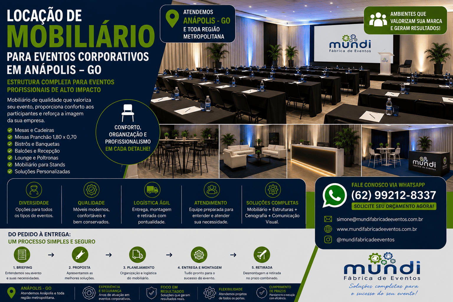 Locação de mobiliário para eventos corporativos em Anápolis GO