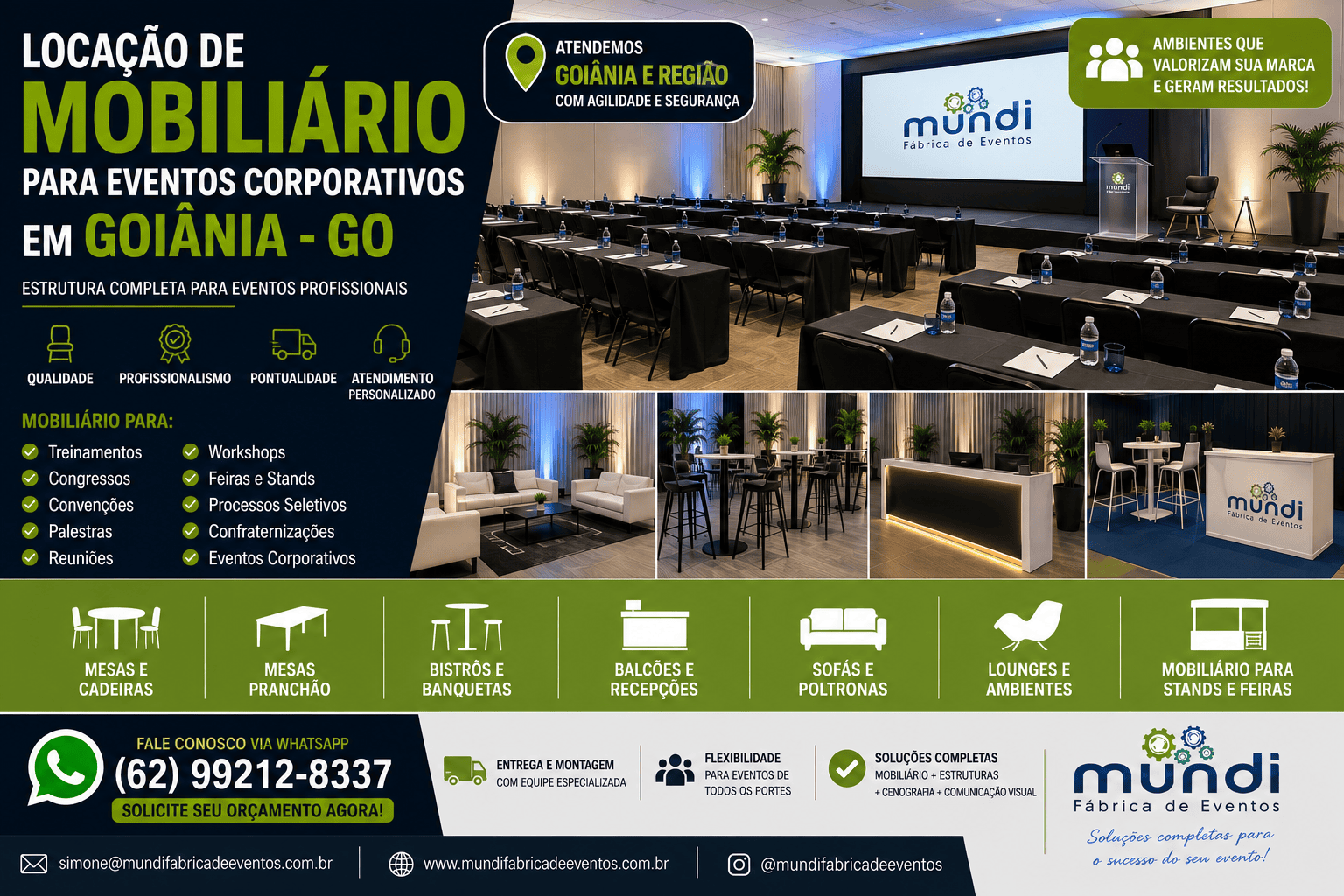 Locação de mobiliário para eventos corporativos em Goiânia GO